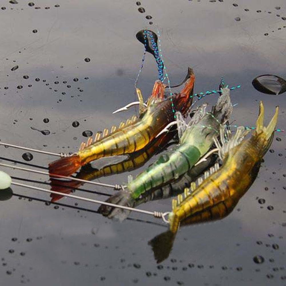 Tekijun Luminous Soft Lures Artificial Shrimp Hooks Fishing Baits 6G 3PCS