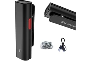 Sabinetek Official SmartMike+ Silver Wireless Bluetooth Lavalier Microphone Noise Reduction Audio Recording Clip-on Lapel Mic
