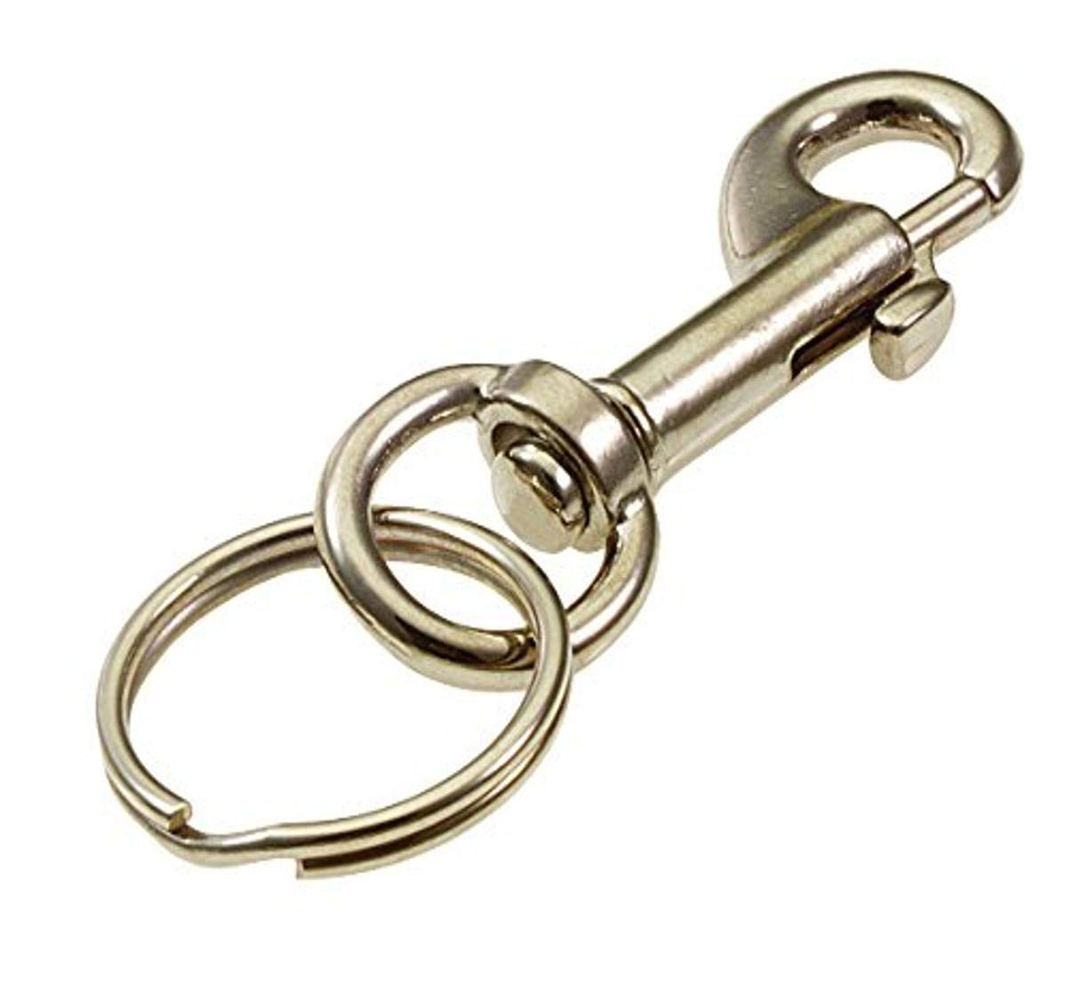 Lucky Line 2-1/8" Small Bolt Snap, Nickel Plated Zinc with 7/8" Split Key Ring (44501)