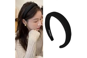 SHIQIAO SPL Black Padded Hairband Headbands for Women Solid Wide Simple Headband for Girls Plain Soft Satin Hair Band Hoop No Teeth Thick Head Bands Hoops for Teen Girls Hair Accessories for Women Girls