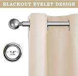 Aspire Homeware Cream Blackout Curtain 66x84 Inch Eyelet Panel Thermal view 2