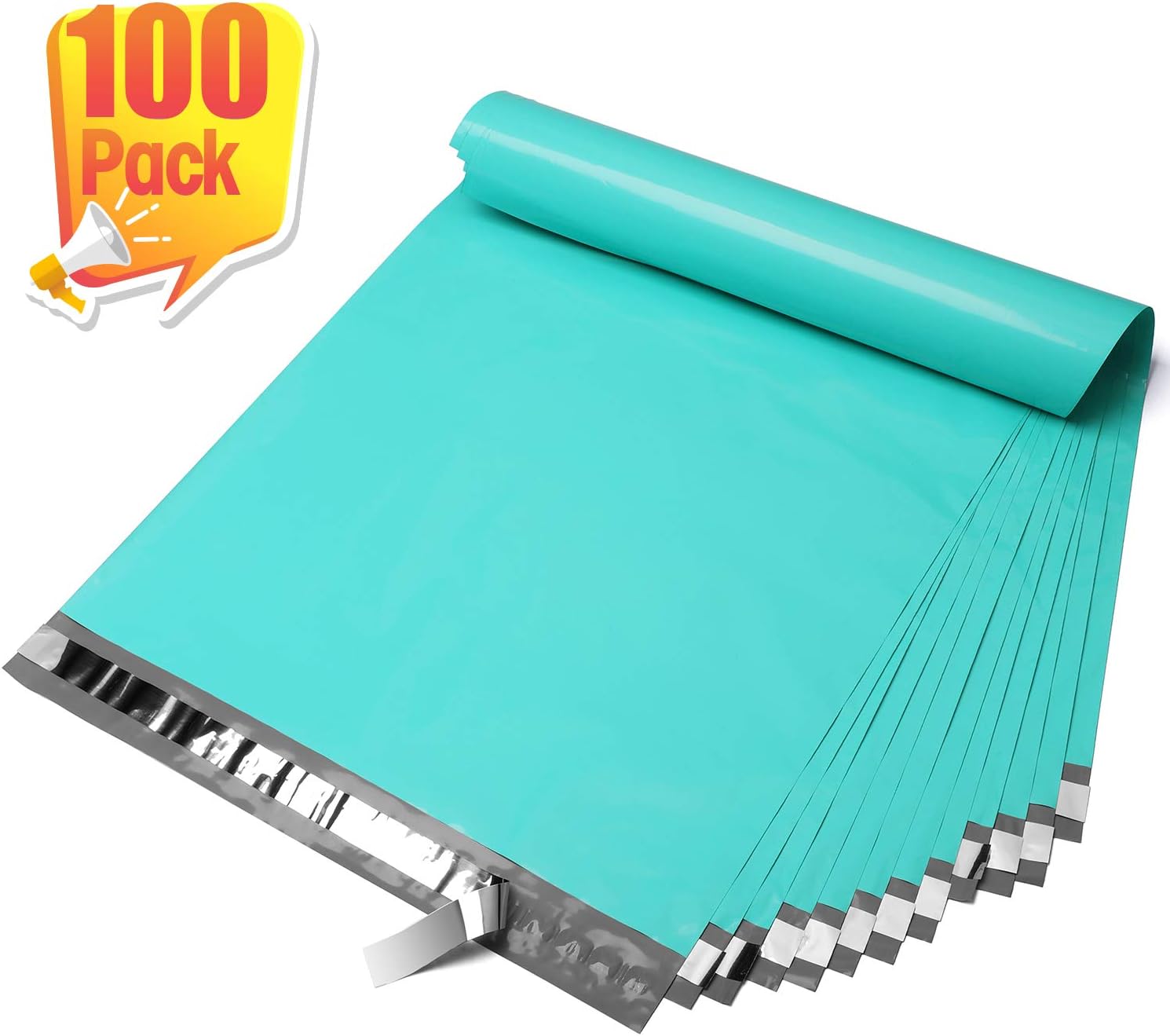 Fuxury 14.5x19 100pc Teal Poly Mailers Shipping Envelops Self Sealing Envelopes Boutique Custom Bags Enhanced Durability Multipurpose Envelopes Keep Items Safe Protected : Office Products