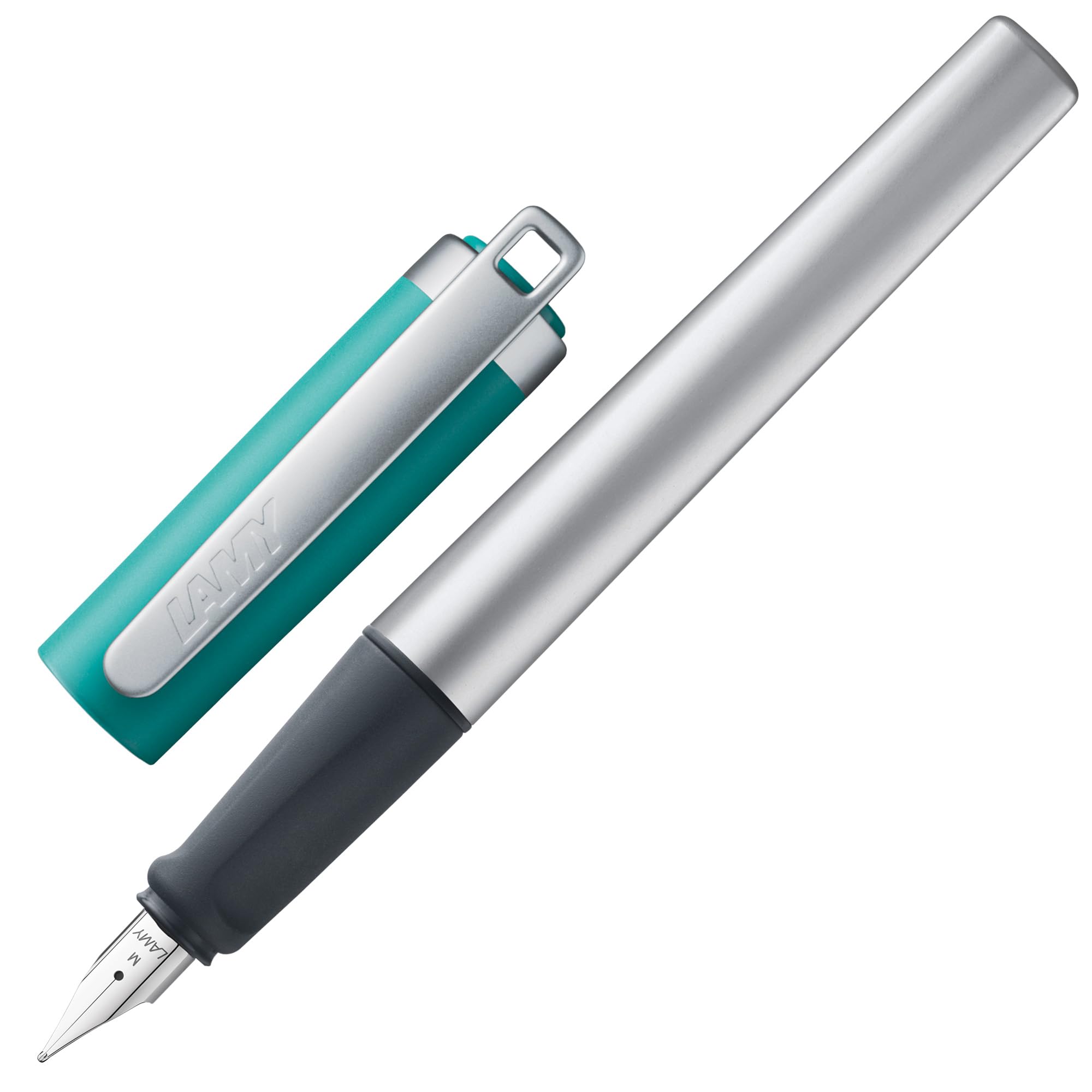 LAMY nexx 1225219 Fountain Pen 94 Aluminium Opal Green with Non-Slip Grip and Steel Nib - LH Nib Size
