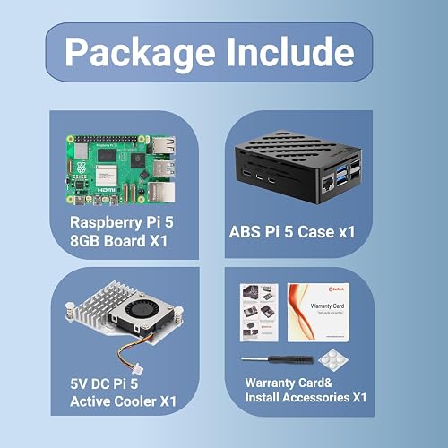 RasTech Raspberry Pi 5 Kit 8GB RAM with Pi 5 Case,Active Cooler