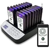 PANDAAR 911B Restaurant Pager Buzzer System, Beeper Pagers for Food Truck, Fast Food Restaurant, Bar, 16 Buzzers, Black