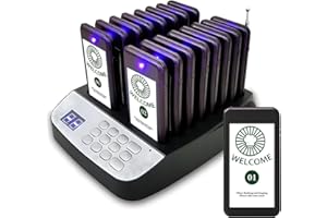 PANDAAR Restaurant Pager System,Pagers for Restaurants 1640ft Long Range,Social Distancing Keeping 16 Pagers and Buzzers,Waterproof Beepers Restaurants|Food Truck| Church Nursery|Cafe