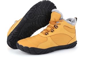Yoyumtz Winter Snow Boots for Women Men Hike Barefoot Shoes Minimalist Winter Snow Boots Zero Drop & Wide Toe Box & Waterproof Fur Lining Snow Booties Warm Hike Shoes