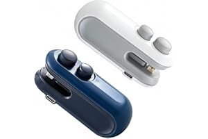 GENERIC 2pcs Mini Bag Sealer With Cutter And Magnet, Rechargeable Bag Sealer Mini, Mini Bag Sealer And Cutter For Snacks,Food Freshness Storage (White+Blue)