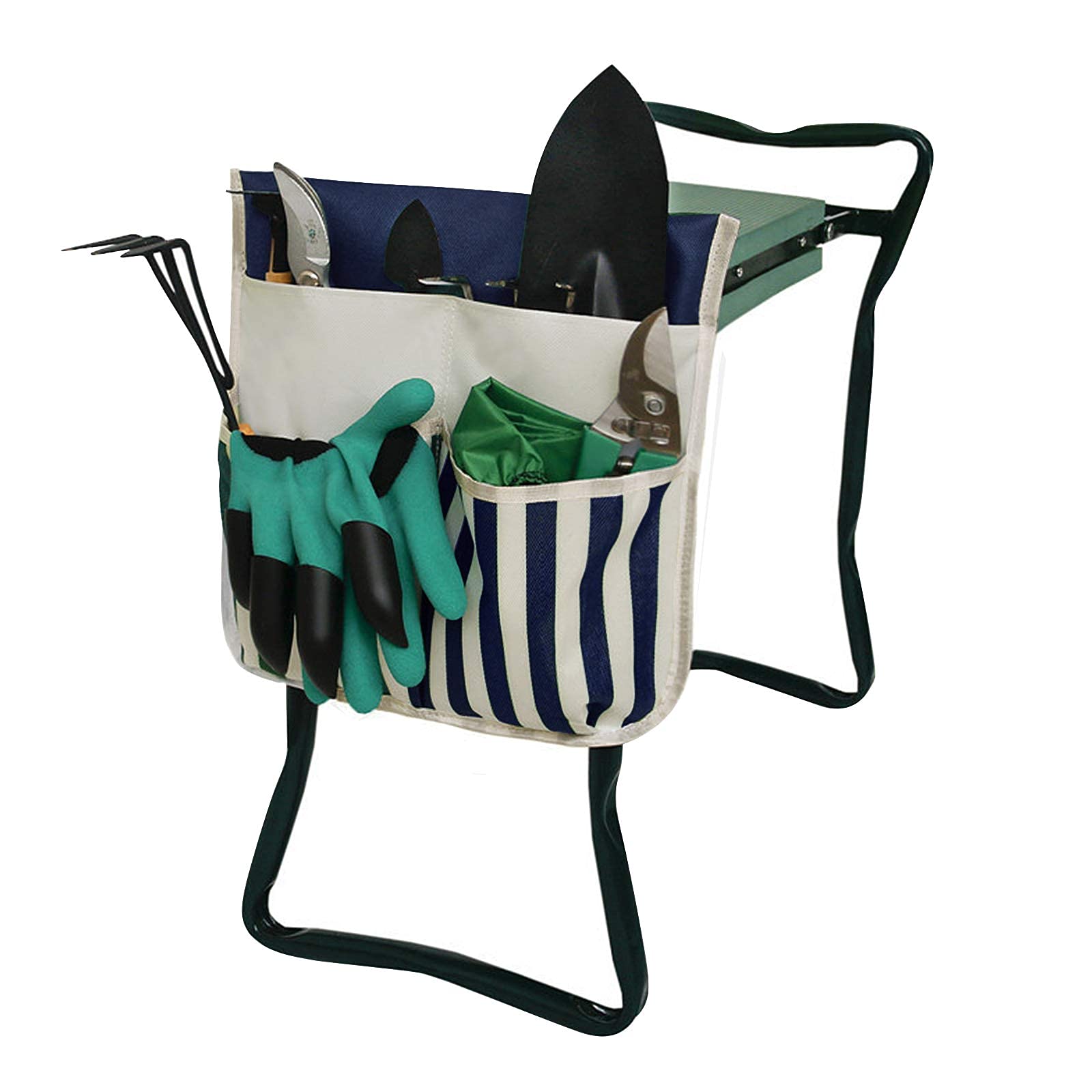 JINTN Garden Tool Bag Oxford Kneeler Tool Bag Folding Work Cart Storage Pouch Bag Kneeling Chair Bag Essential Gardening Tool Organizer Tote Multiple Pockets Outdoor Gardener Carry Bag(Only Tool Bag)