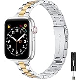OMIU Thin Bands Compatible with Apple Watch 40mm 38mm 41mm 42mm (Series 10 11), Stainless Steel Metal Replacement Adjustable Wristband Strap for iWatch Ultra3/2/1 SE1/2/3 Series 9/8/7/6/5/4/3/2/1 Women