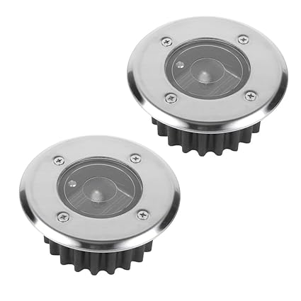 LED-Solar Bodeneinbauleuchte 2er Set | Solarleuchten rund Ø 80mm trittfest Edelstahlfront | 2x Einbauleuchten Mc Shine Solar 