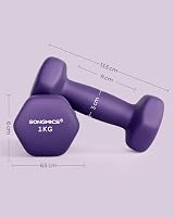 SONGMICS Dumbbells Set of 2 1 kg Hex Neoprene Coated Purple SYL902P02 view 8