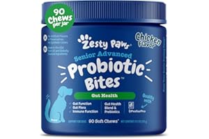 Zesty Paws Probiotics for Dogs - Digestive Enzymes for Gut Flora, Digestive Health, Diarrhea & Bowel Support - Clinically Studied DE111 - Dog Supplement Soft Chew for Pet Immune System - Adv, 90ct