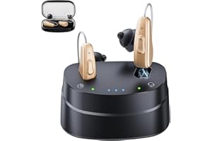 NVBOTY Hearing Aids, Hearing Aids for Seniors, Rechargeable Hearing Aid with Noise Cancellation, 5-Level Button Volume Control, OTC Hearing Amplifier for Moderate Hearing Loss, Clear Sound