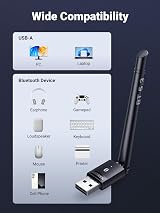 UGREEN Bluetooth 5.3 USB Adapter PC Win 8.1/10/11 100M Range Plug Play Low view 6