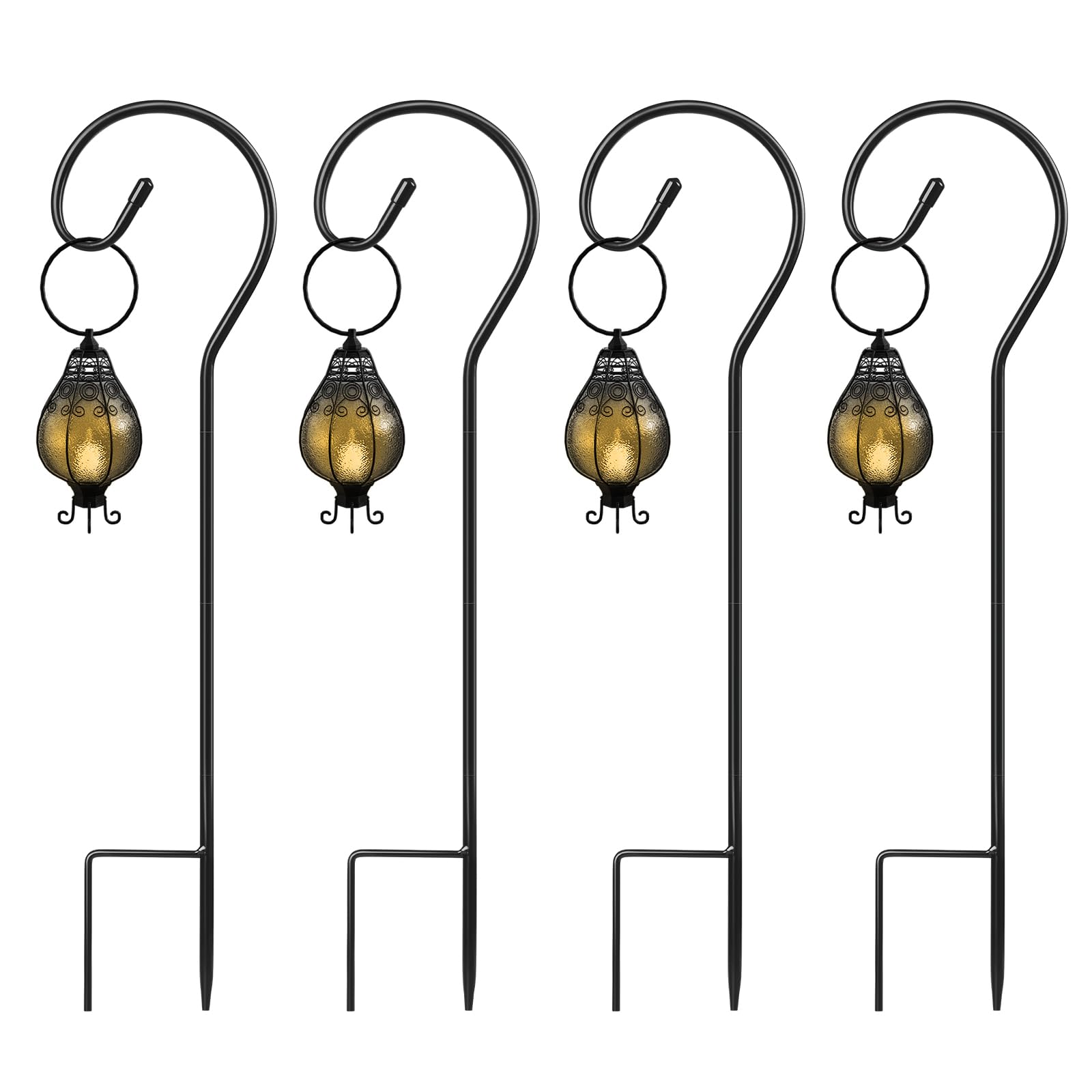 Shepherds Crooks for Garden Lanterns, Shepherds Hook with Metal Stake Base, Outdoor Light Hanging Pole Garden Hooks for Solar Lights Basket Christmas Wedding Decorations