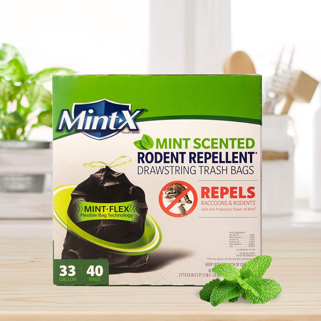 MintX MintFlex Rodent Repellent Trash Bags, 2 FT 8 3/4