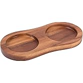 DeroTeno Salt and Pepper Mill Tray, Inner Dia 5.5 cm, Acacia Wood, Pepper Grinder Rest, Dining Table Protector (Pepper Mill a