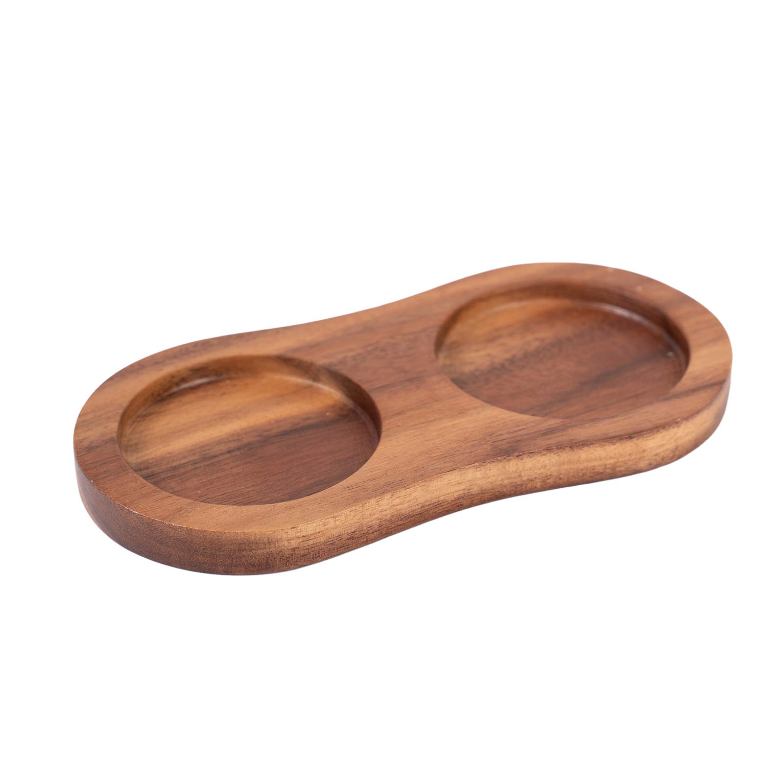 DeroTeno Salt and Pepper Mill Tray, Inner DIA 5.5 cm, Acacia Wood, Pepper Grinder Rest, Dining Table Protector (Pepper mill and salt mill are not included)
