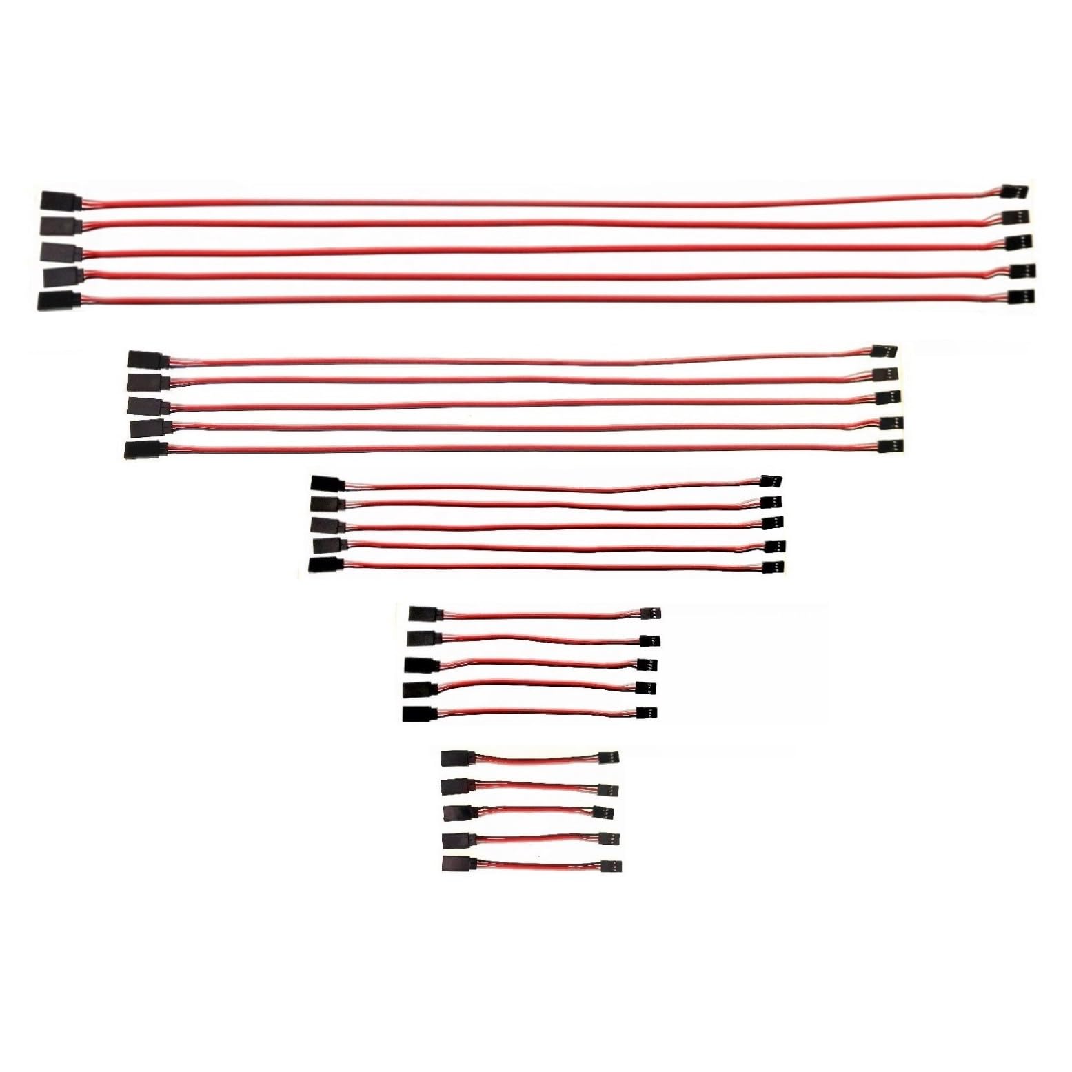 JZK 25x 10cm 15cm 30cm 50cm 60cm RC servo extension leads male to female JR plug connectors, 30 cores JR style servo extension cable cord wire for remote control aircraft, RC plane