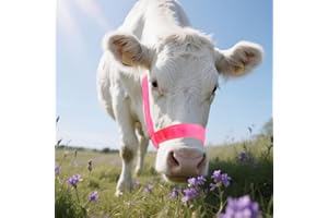 KABAHORZE Cow Halter Cattle Halters Calf Halter with Leading Rope，Adjustable Nylon Livestock Cattle Halter，for Miniature Horse Donkey Goat Foal (Pink, Large)