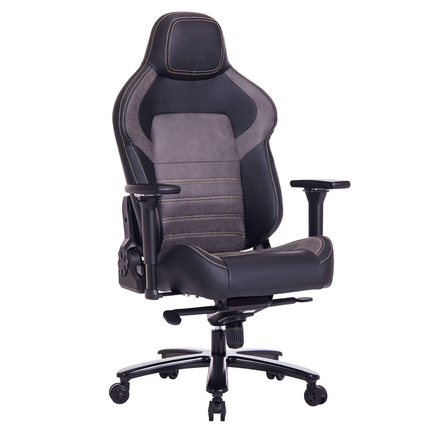 Big and Tall Gaming Chair 440LBS Gaming Chair with Metal Base Memory Foam Lumbar 4D Adjustable Armrest Computer Chair for Heavy People Ergonomic High-Back Computer Chair