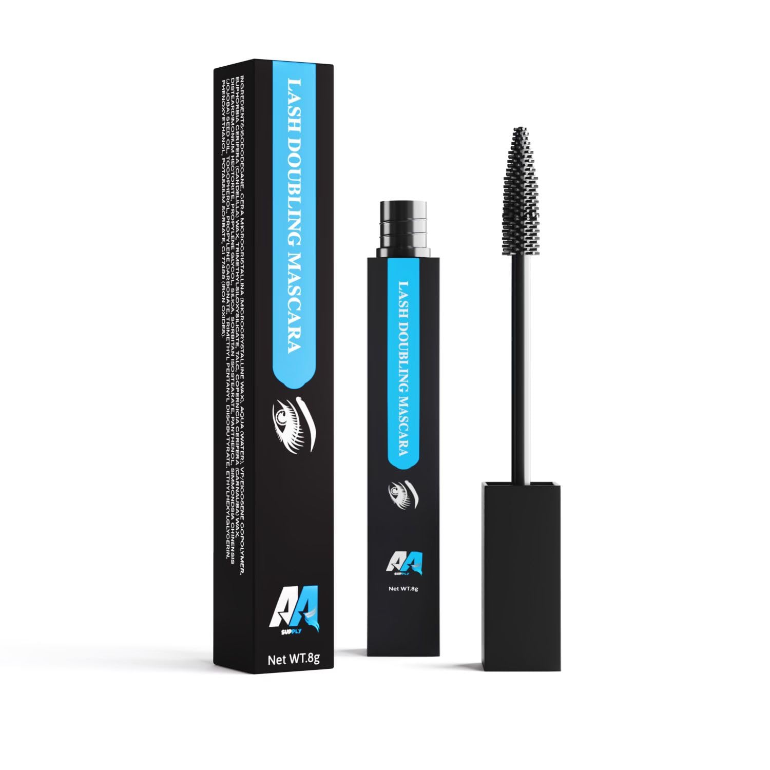 AA SUPPLY Makeup Lengthening and Volumizing Smudge & waterproof Black Mascara with a Long lasting formula - Non Sticky & Bigger lashes - Remains all day. (8 ML)