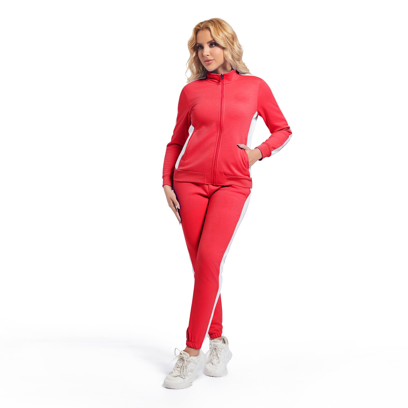 Women’s Tracksuit Set – Two Piece Hoodie and Jogger Set with Zip Up Jacket