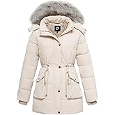 poonyfesh Women's Winter Hooded Coat Waterproof Down Long Jacket Warm Parka Thicken Puffer Coat with Removable Fur Hood