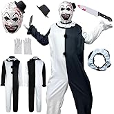 JMOBEU Movie Costume Jumpsuit Movie Outfit Black White Bodysuit Full Set Halloween With Mask
