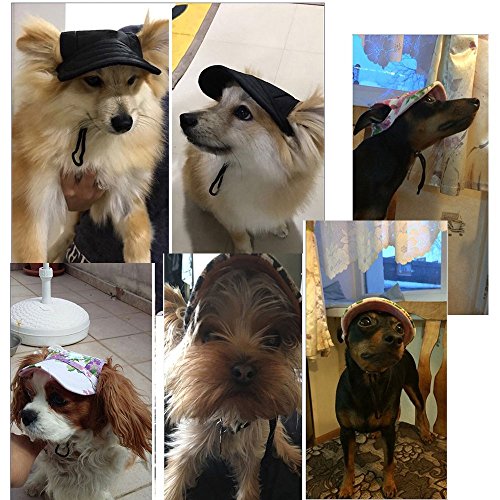 Happy Hours - Small Pet Dog Cat Baseball Visor Sports Hat Cap Puppy Summer Baseball Outdoor Ear Holes Sunbonnet Outfit Elastic Leather Neck Strap 6 Colors 2 Sizes Available (Stripes, Size S) - Thumbnail 7