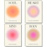 NCYEL 4 colorful abstract halo posters angel number positive energy inspirational language inspirational wall art bedroom girls room pink decoration living room bedroom apartment hotel dormitory 8x10