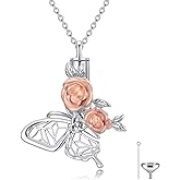 RYJOZT Butterfly Urn Necklace for Ashes, S925 Sterling Silver Flower of Life Necklace Hollow Butterfly Cremation Jewelry Memorial Keepsake Gifts for Women Sister Friend