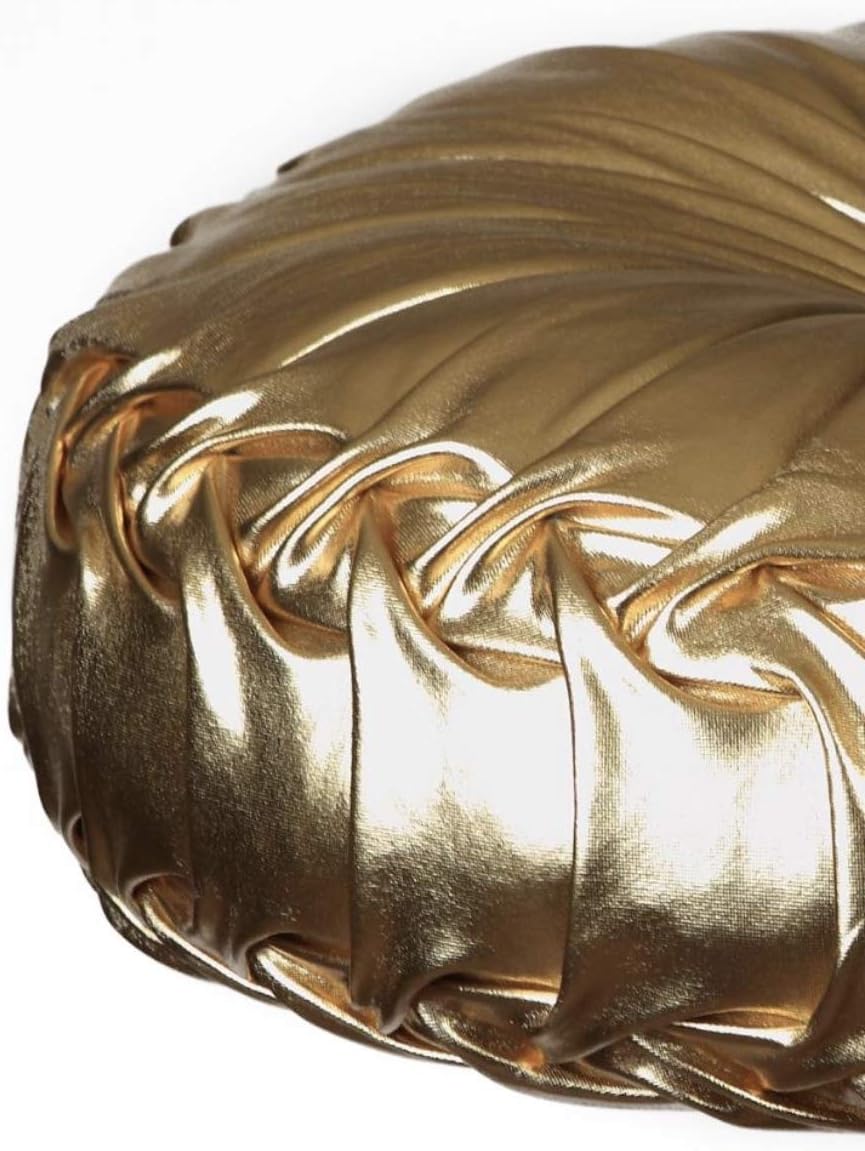 TressHouse European Round Throw Pillow, Soft Spandex Fabric Pumpkin Pleated Handmade Metallic Accent Circle Insert Cushion, Diamond to Enhance for Sofa Bedroom livingroom Couch Cover Chair-Gold: Kitchen & Dining