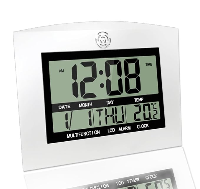 Decorative Wall Clock, HeQiao Silent Digital LCD Desk Shelf Clocks Battery Operated Large