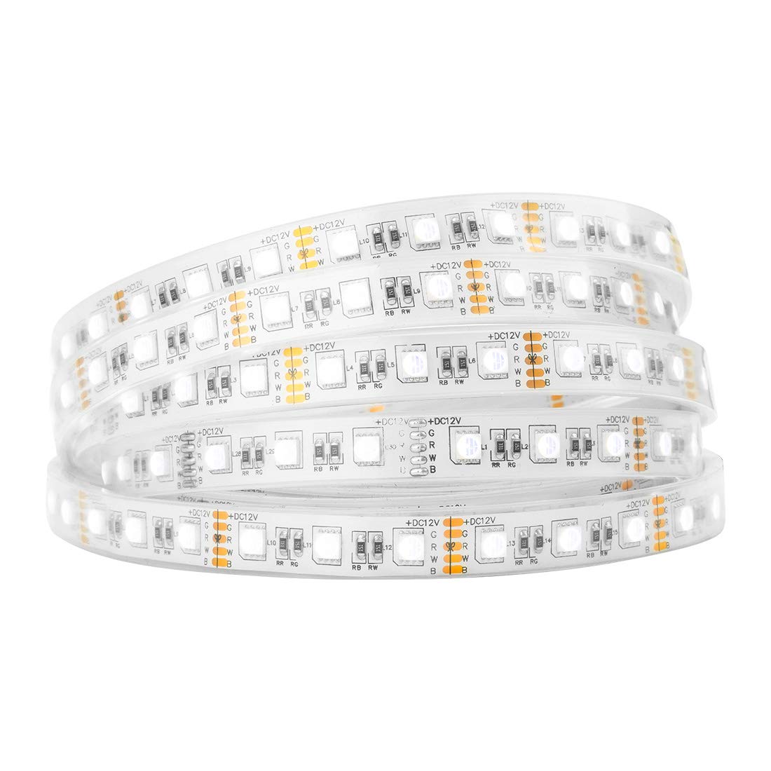 BTF-LIGHTING 5050 RGBW RGB+Cool White(6000K-7000K) 4 Colors in 1 LED Tape Light DC12V 5m 16.4ft 60LED/m Multi-Colored IP67 White 14mm PCB for Bedroom Kitchen Home Decoration(No Adapter or Controller)