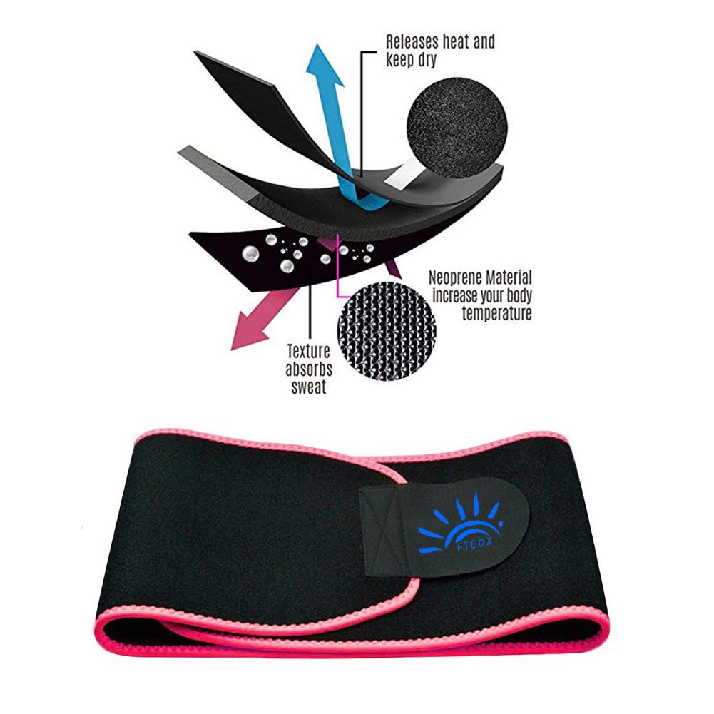 FTEOX Waist Trimmer,Waist Trainer Waist Trimmer Belt Weight Loss Wrap Fat Stomach Burner Ab Belt Belly sweat belt Body Shaper Back Lumbar Support with Sauna Suit for Women&Men (Pink, Large 45\'\'x9\'\')