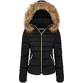 BodiLove Women's Fur Hooded Thickened Jacket with Fleece Lining