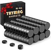 TRYMAG Small Magnets 4x2mm 80Pcs, Multi-Use Tiny Black Fridge Magnets Small Magnet for Whiteboard, Mini Disc Magnet for Craft