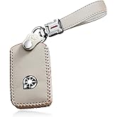 HIBEYO 2022 Leather Key Fob Case Protection for Volvo XC40 XC60 XC90 S90 V90 Smart Key Case Cover with Keychains Accessories Simple Light Luxury Key Fob Case-White