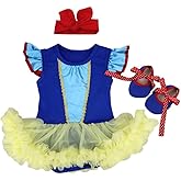MYRISAM Baby Girls Christmas Costume Snow White Mermaid Princess Polka Dot Birthday Romper Tutu Dress w/Headband Shoes