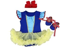 MYRISAM Baby Girls Christmas Costume Snow White Mermaid Princess Polka Dot Birthday Romper Tutu Dress w/Headband Shoes