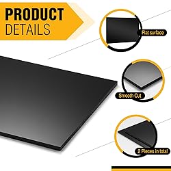 Frienda 2 Pcs 1/4" Thick, 24" x 48" Black HDPE