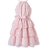 Little Girls Summer Adjustable Halter Neck Dress Sleeveless Chiffon Dress Size 4-12 Years