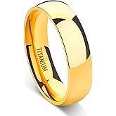 TIGRADE Titanium Ring 2mm 4mm 6mm 8mm 18k Gold Plated Wedding Band in Comfort Fit Dome Polished for Men Women Size 3-14