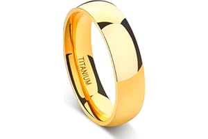 TIGRADE Titanium Ring 2mm 4mm 6mm 8mm 14k Gold Plated Wedding Band in Comfort Fit Dome Polished for Men Women Size 3-14