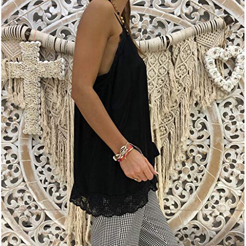 image for iYBUIA Sexy Women Lace Tank Tops Patchwork Insert V-Neck Sling Loose T