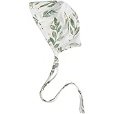 Copper Pearl Baby Bonnets: Ultra-Soft, Comfy to Wear, Tie-On Infant Sun Hat for Protection Against UV Rays, Trendy Coordinating Designs Swaddles, 6-12 Months - Fern