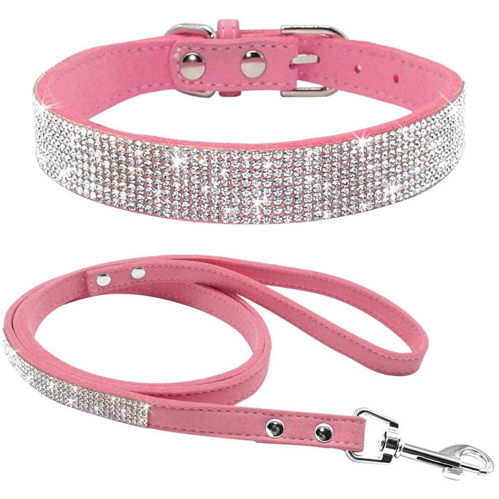 ETOPARS Rhinestone Dog Collar Leashes, Crystal Diamond Cat Dog Collar Leash Set, Cute Dazzling Dog Rhinestone Collar, Dog Collar Harness for Small & Medium Dogs