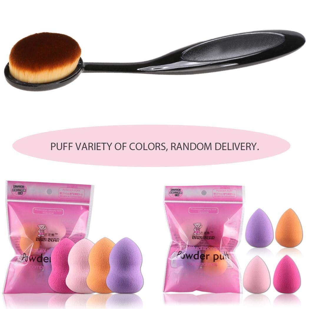 5 PCS/Set Makeup Brush Kit Teardrop/Gourd Sponge Oval Makeup Brush Foundation Cream Cosmetic Blush Brush (Concealer Brush+ 4 Teardrop Sponge)